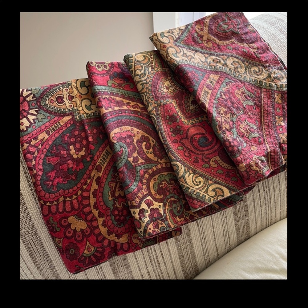 Pottery Barn Mira Paisley Linen Napkins